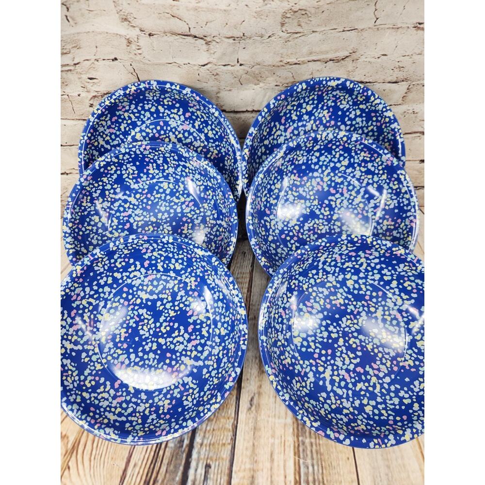 (6pcs) 34oz Plastic Terrazzo Candid Cobalt Dinner Bowl Blue - Room Essentials